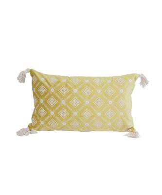 Eyda Super Soft Yellow Color Set of 2 Embroidered Cushion Cover 4
