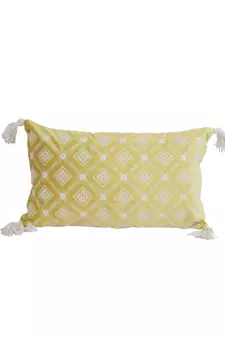 Eyda Super Soft Yellow Color Set of 2 Embroidered Cushion Cover