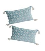 Eyda Super Soft Turquoise Blue Color Set of 2 Embroidered Cushion Cover