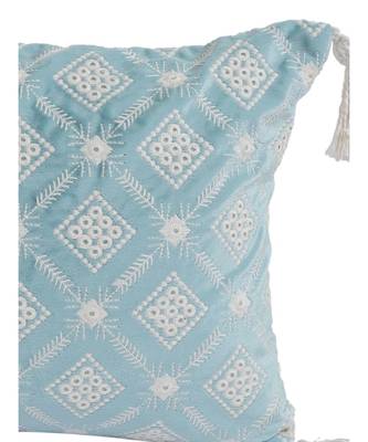 Eyda Super Soft Turquoise Blue Color Set of 2 Embroidered Cushion Cover 2