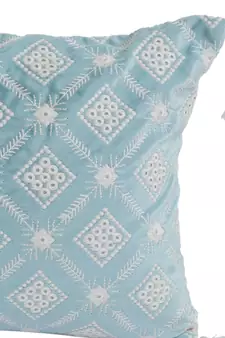 Eyda Super Soft Turquoise Blue Color Set of 2 Embroidered Cushion Cover