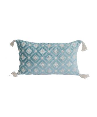 Eyda Super Soft Turquoise Blue Color Set of 2 Embroidered Cushion Cover 4