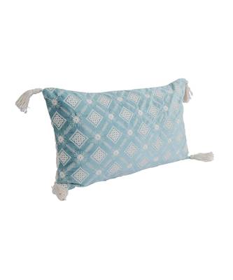 Eyda Super Soft Turquoise Blue Color Set of 2 Embroidered Cushion Cover 5
