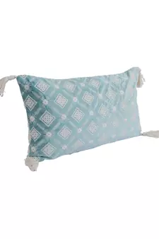 Eyda Super Soft Turquoise Blue Color Set of 2 Embroidered Cushion Cover