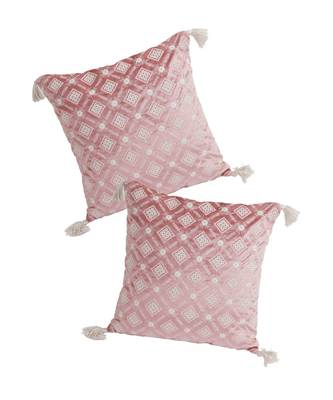 Eyda Super Soft Pink Color Set of 2 Embroidered Cushion Cover 1