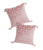 Eyda Super Soft Pink Color Set of 2 Embroidered Cushion Cover