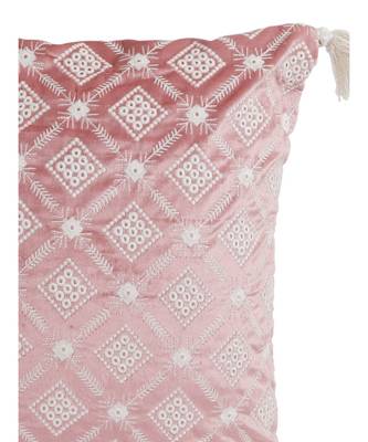 Eyda Super Soft Pink Color Set of 2 Embroidered Cushion Cover 2