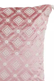 Eyda Super Soft Pink Color Set of 2 Embroidered Cushion Cover
