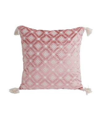 Eyda Super Soft Pink Color Set of 2 Embroidered Cushion Cover 5