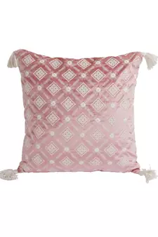Eyda Super Soft Pink Color Set of 2 Embroidered Cushion Cover