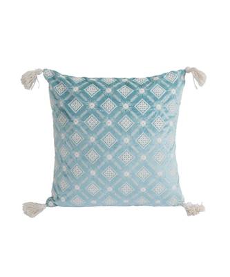 Eyda Super Soft Turquoise Blue Color Set of 2 Embroidered Cushion Cover 5