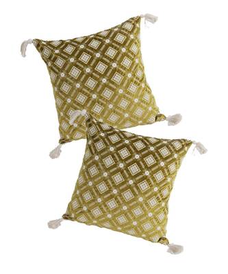 Eyda Super Soft Green Color Set of 2 Embroidered Cushion Cover 1