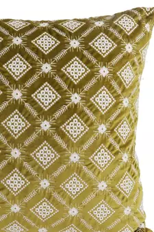 Eyda Super Soft Green Color Set of 2 Embroidered Cushion Cover