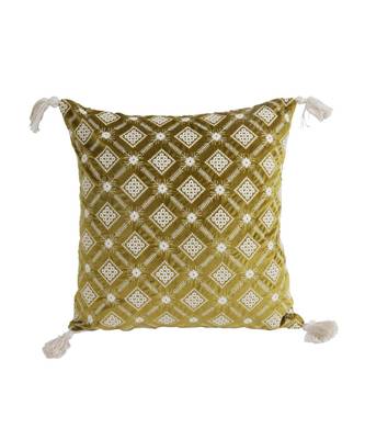 Eyda Super Soft Green Color Set of 2 Embroidered Cushion Cover 4