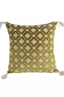 Eyda Super Soft Green Color Set of 2 Embroidered Cushion Cover