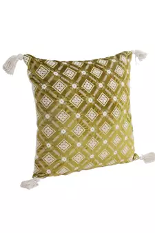 Eyda Super Soft Green Color Set of 2 Embroidered Cushion Cover