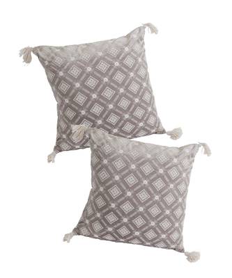 Eyda Super Soft Grey Color Set of 2 Embroidered Cushion Cover 1