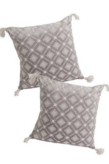 Eyda Super Soft Grey Color Set of 2 Embroidered Cushion Cover