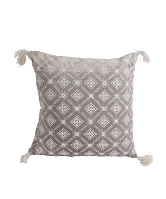 Eyda Super Soft Grey Color Set of 2 Embroidered Cushion Cover 5