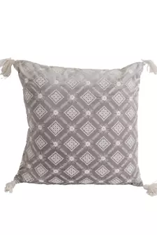 Eyda Super Soft Grey Color Set of 2 Embroidered Cushion Cover