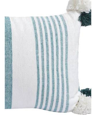Eyda Decorative White and Green Striped Set of 2 Cushion Cover 1