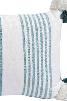 Eyda Decorative White and Green Striped Set of 2 Cushion Cover