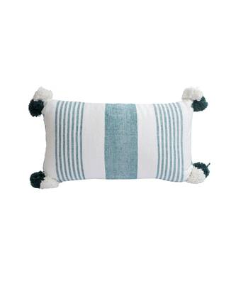 Eyda Decorative White and Green Striped Set of 2 Cushion Cover 5