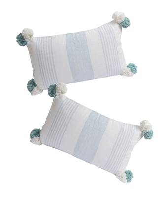 Eyda Decorative White Color Striped Set of 2 Cushion Cover 1