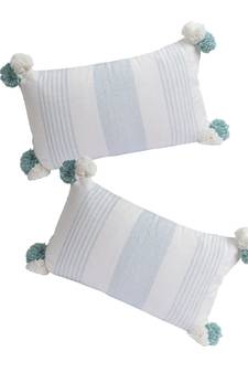 Eyda Decorative White Color Striped Set of 2 Cushion Cover