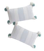 Eyda Decorative White Color Striped Set of 2 Cushion Cover