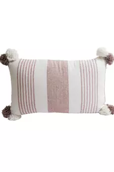 Eyda Decorative White and Brown Color Striped Set of 2 Cushion Cover