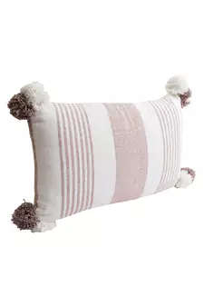 Eyda Decorative White and Brown Color Striped Set of 2 Cushion Cover