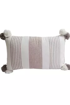 Eyda Decorative White and Brown Color Striped Set of 2 Cushion Cover