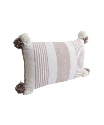 Eyda Decorative White and Brown Color Striped Set of 2 Cushion Cover 5