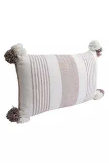 Eyda Decorative White and Brown Color Striped Set of 2 Cushion Cover