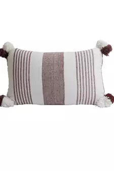 Eyda Decorative Pink and Brown Color Striped Set of 2 Cushion Cover