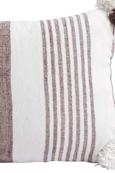 Eyda Decorative White and Brown Color Striped Set of 2 Cushion Cover