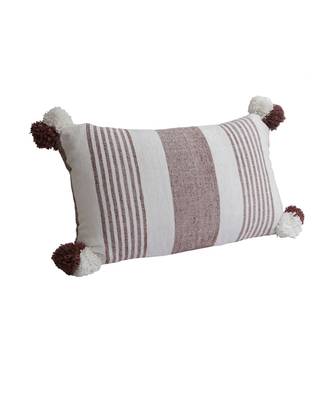 Eyda Decorative White and Brown Color Striped Set of 2 Cushion Cover 5