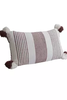 Eyda Decorative White and Brown Color Striped Set of 2 Cushion Cover