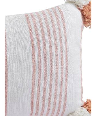 Eyda Decorative White and Pink Color Striped Set of 2 Cushion Cover 1