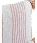 Eyda Decorative White and Pink Color Striped Set of 2 Cushion Cover