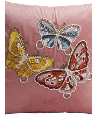 Eyda Velvet Pink Color Beaded Sequin Set of 2 Cushion Cover 1