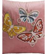 Eyda Velvet Pink Color Beaded Sequin Set of 2 Cushion Cover