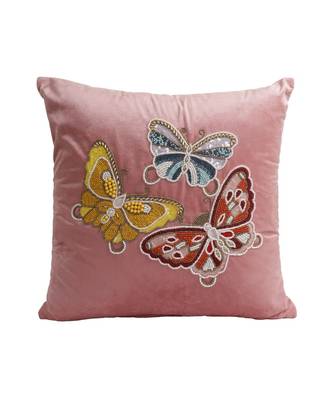 Eyda Velvet Pink Color Beaded Sequin Set of 2 Cushion Cover 4