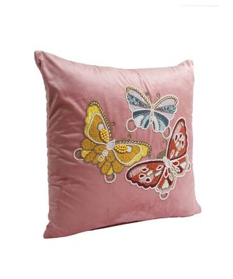 Eyda Velvet Pink Color Beaded Sequin Set of 2 Cushion Cover 5