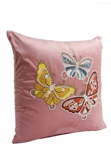 Eyda Velvet Pink Color Beaded Sequin Set of 2 Cushion Cover