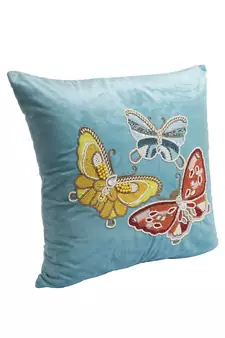 Eyda Velvet Turquoise Blue Color Beaded Sequin Set of 2 Cushion Cover