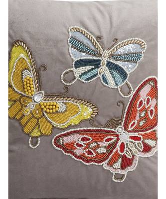 Eyda Velvet Grey Color Beaded Sequin Set of 2 Cushion Cover 2