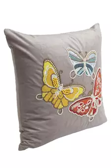 Eyda Velvet Grey Color Beaded Sequin Set of 2 Cushion Cover