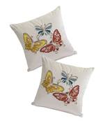 Eyda Velvet White Color Beaded Sequin Set of 2 Cushion Cover